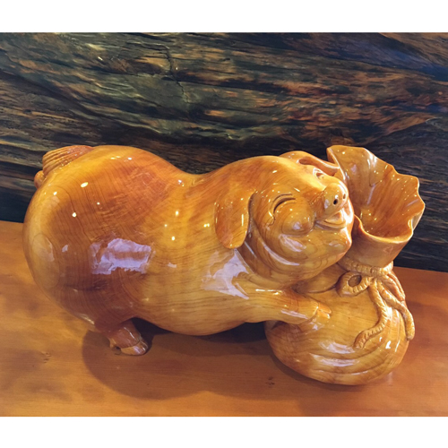 台灣檜木藝術雕刻品【豬】越檜